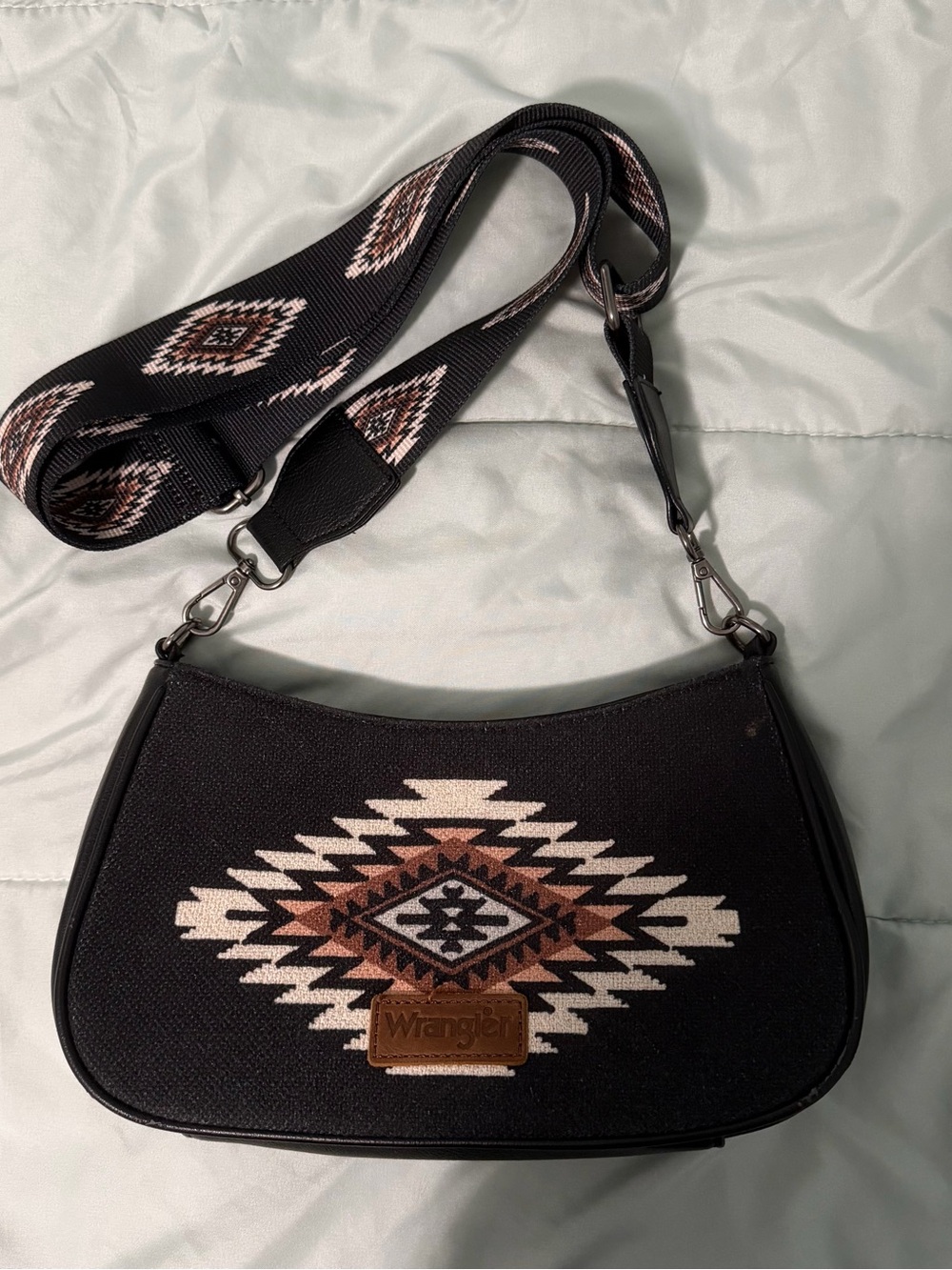 Wrangler Black Crossbody with Southwest Pattern